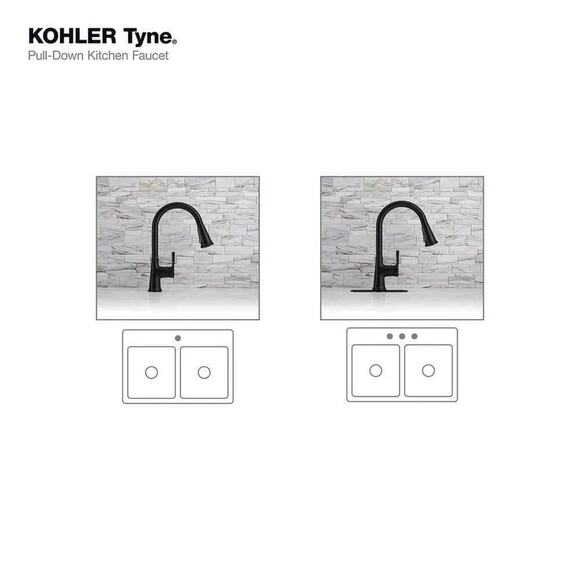 KOHLER Tyne Single-Handle Pull-Down Sprayer Kitchen Faucet in Matte Black - Picture 3 of 8